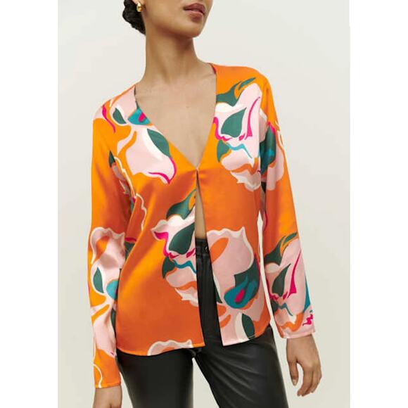 Reformation Tops - Reformation Clementina Silk Top in Electra